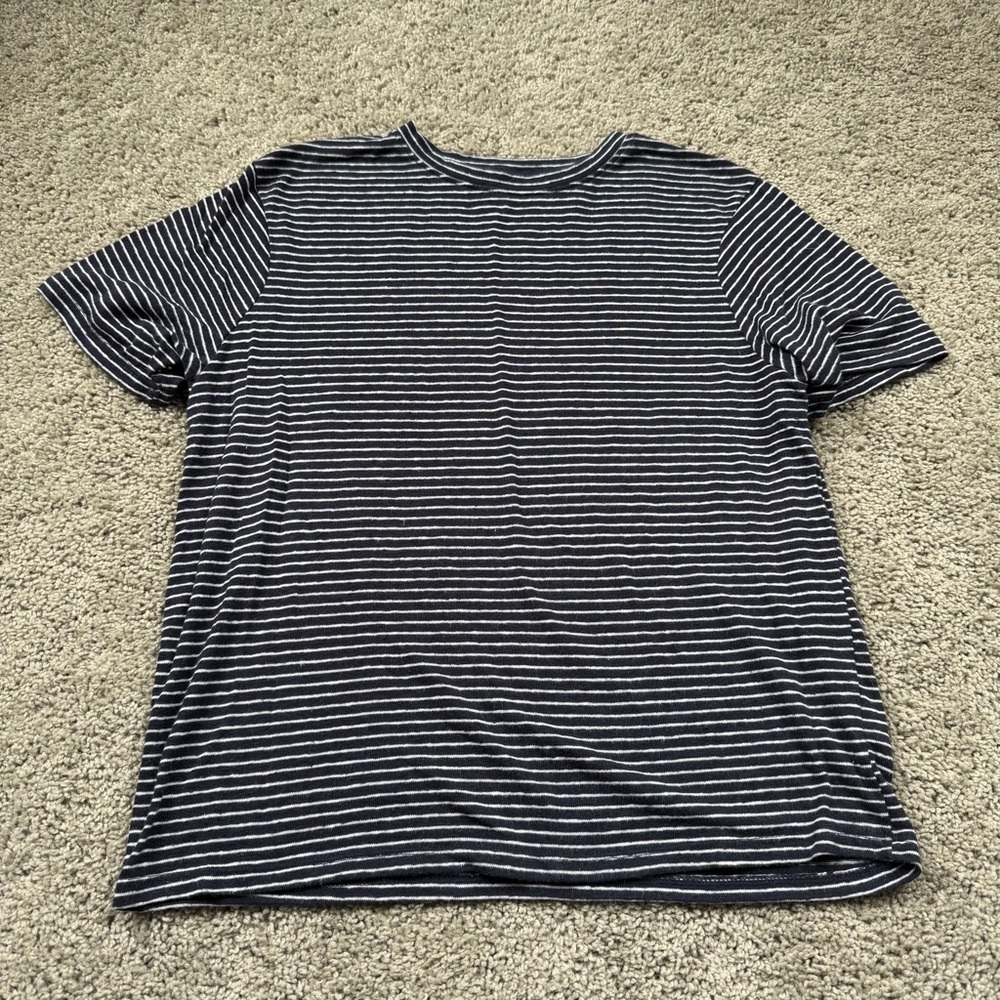 Target A New Day Navy Striped Short Sleeve Tee Size Extra Small Linen Blend